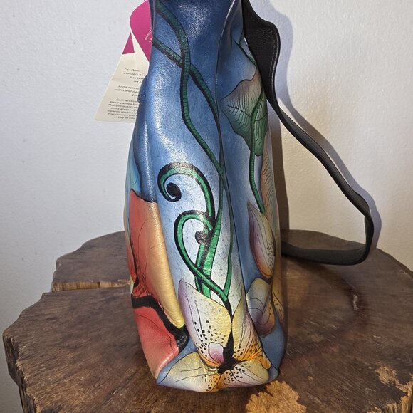 Anuschka by Anna 8310-MFL Handpainted Leather Crossbody Hobo Bag Floral NWT - Picture 15 of 16